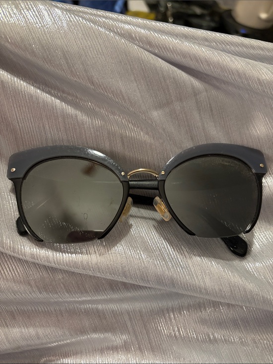 Miu Miu Accessories - Miu Miu Dark Grey Shield Cat-Eye Sunglasses